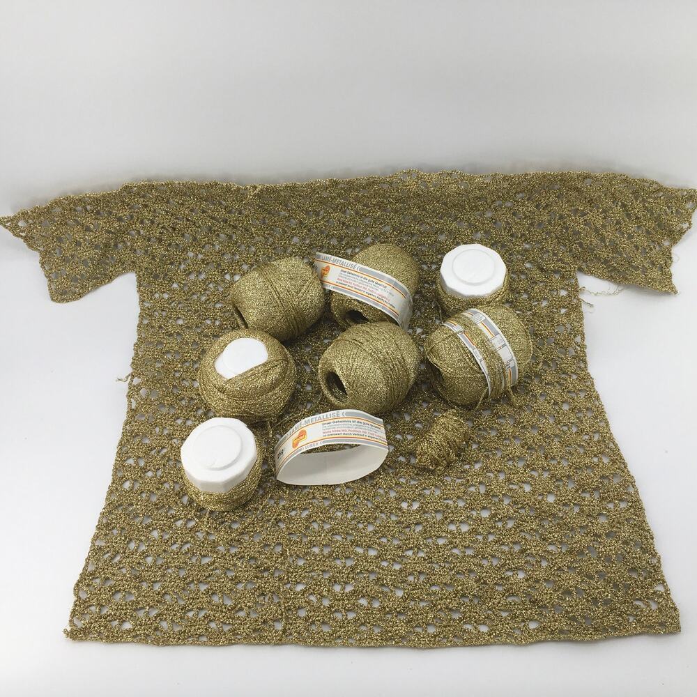Wolle Rodel Lame-Metallise Lurex Yarn Gold Metallic Shimmer 25g WIP Bundle